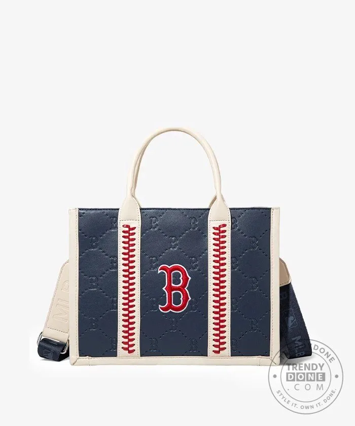 Boston Red Sox Baseball Quilted Tote Bag with Stitching