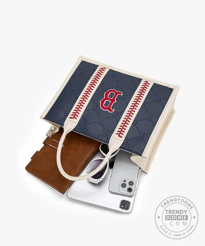 Boston Red Sox Baseball Quilted Tote Bag with Stitching 29 Boston Red Sox Baseball Quilted Tote Bag with Stitching