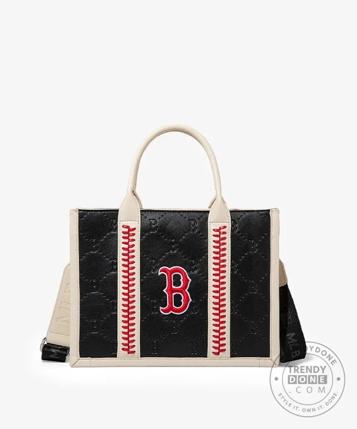 Boston Red Sox Baseball Quilted Tote Bag with Stitching 40 Boston Red Sox Baseball Quilted Tote Bag with Stitching
