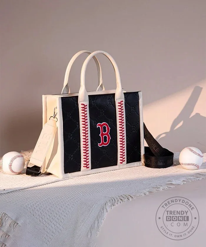 Boston Red Sox Baseball Quilted Tote Bag with Stitching 43 Boston Red Sox Baseball Quilted Tote Bag with Stitching