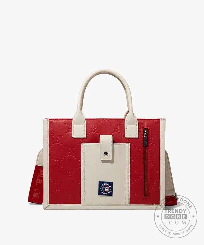 Boston Red Sox Baseball Quilted Tote Bag with Stitching 46 Boston Red Sox Baseball Quilted Tote Bag with Stitching