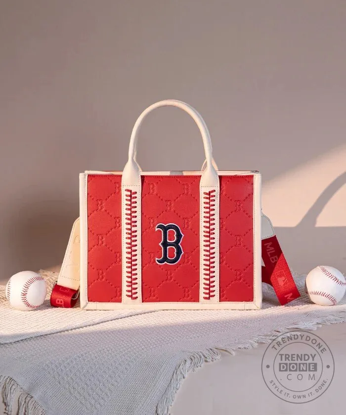 Boston Red Sox Baseball Quilted Tote Bag with Stitching 47 Boston Red Sox Baseball Quilted Tote Bag with Stitching