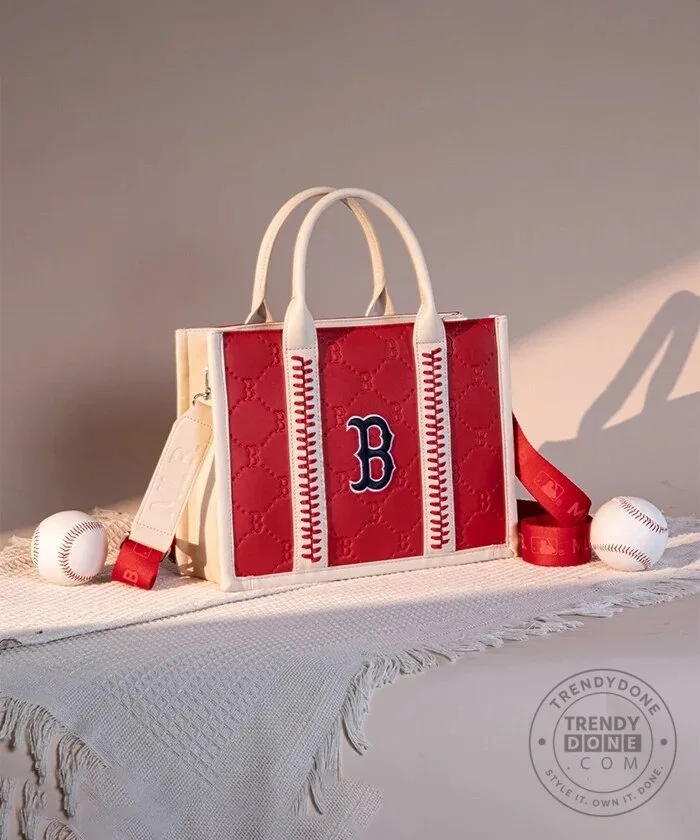 Boston Red Sox Baseball Quilted Tote Bag with Stitching 48 Boston Red Sox Baseball Quilted Tote Bag with Stitching
