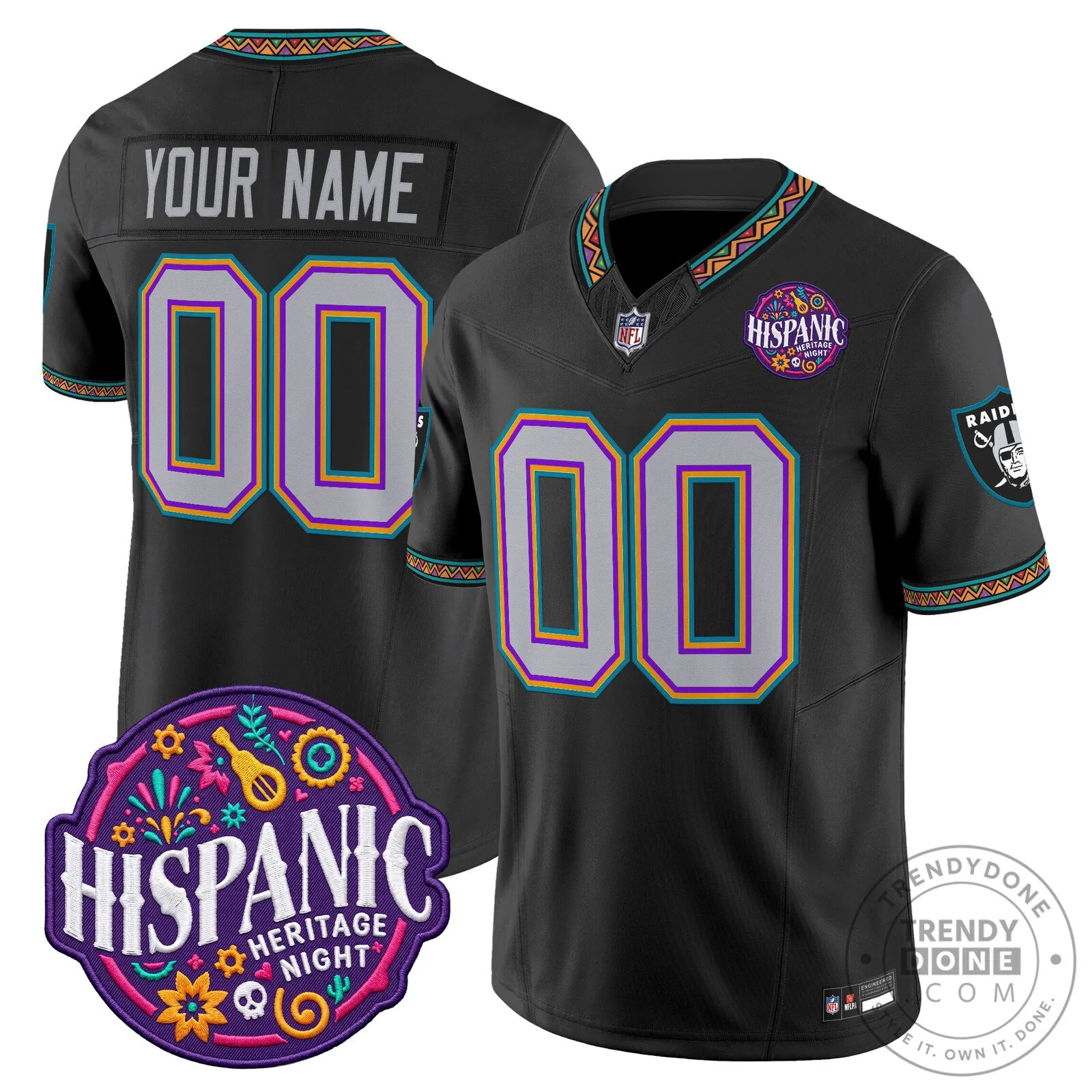 Las Vegas Raiders Hispanic Heritage Night Custom Black Football Jersey 5 Las Vegas Raiders Hispanic Heritage Night Custom Black Football Jersey