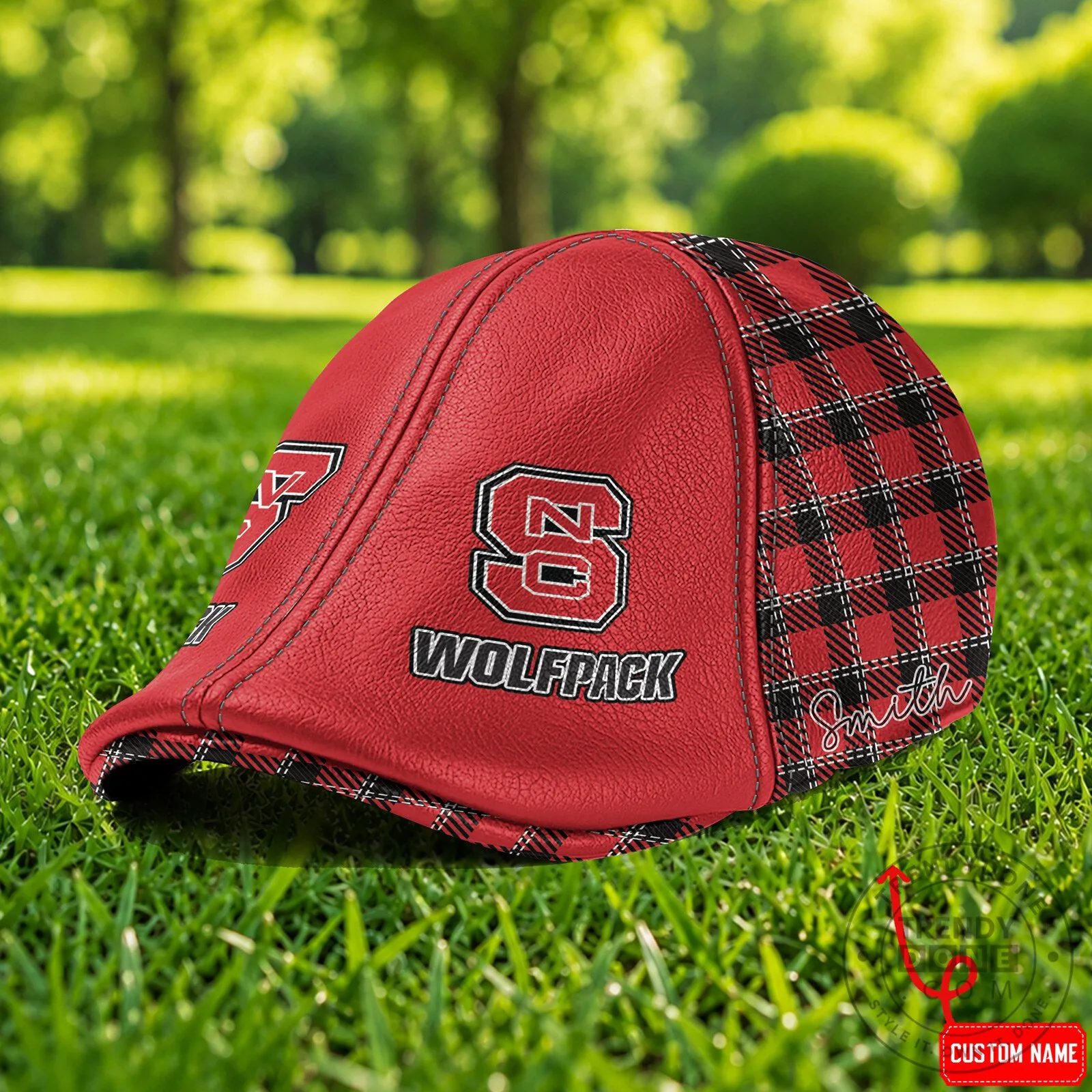 North Carolina State Wolfpack Custom Name Red Plaid Ivy Cap