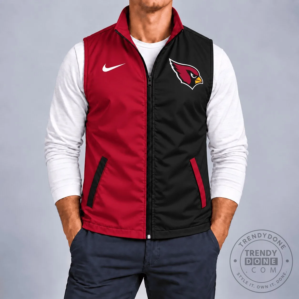 Arizona Cardinals Nike Red And Black Sleeveless Zip-Up Vest Jacket