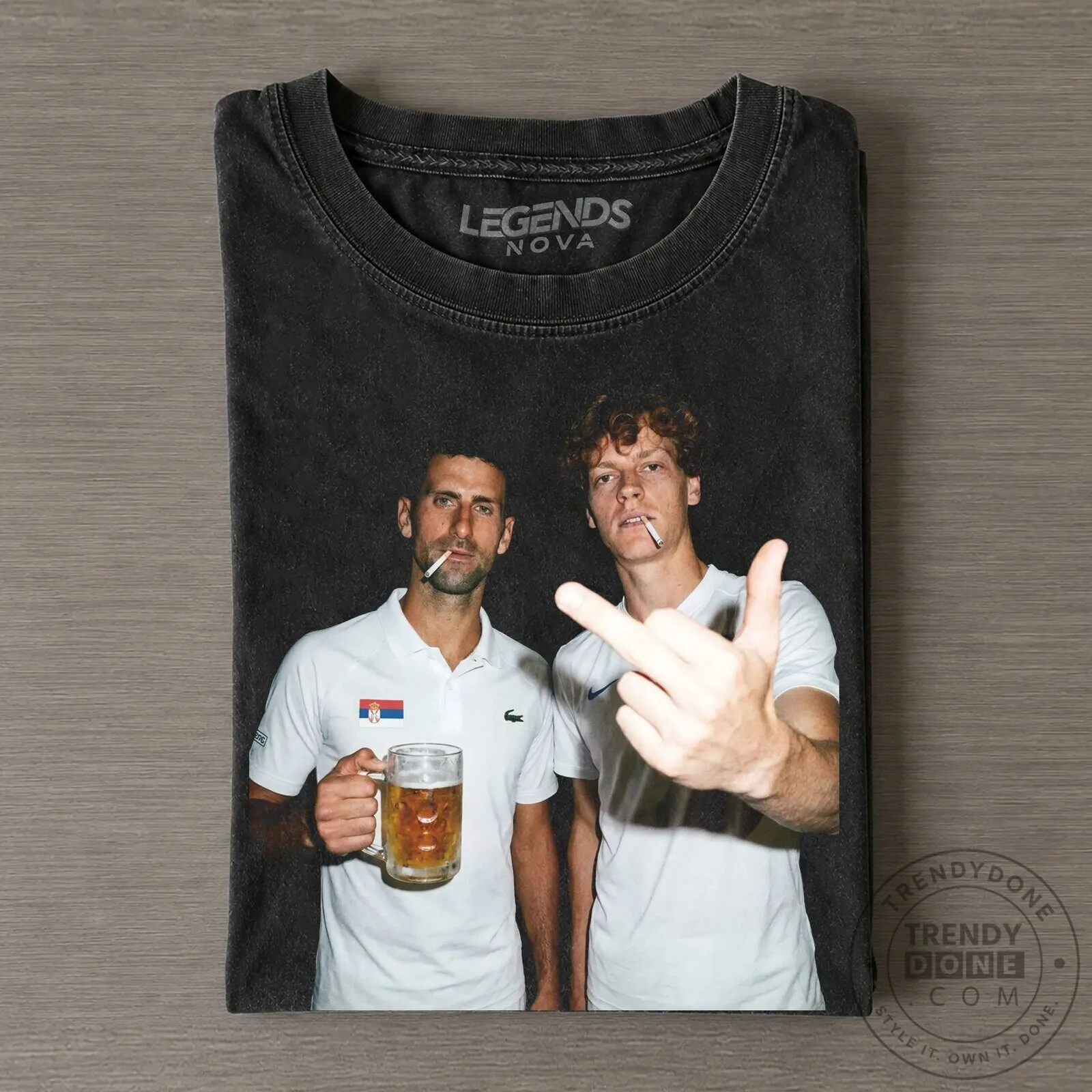 T-Shirt Featuring Tennis Legends Novak Djokovic and Jannik Sinner