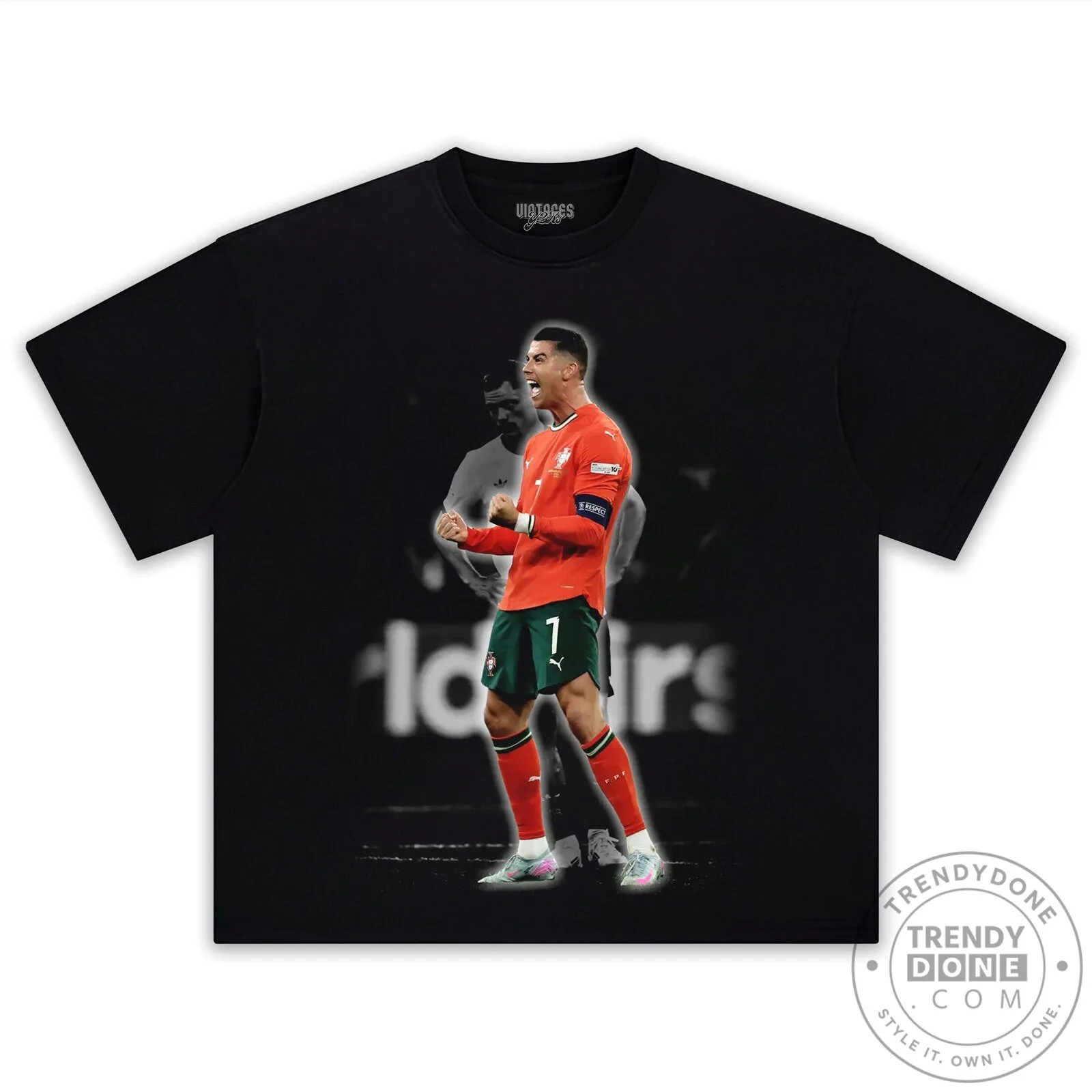 Cristiano Ronaldo Portugal Football Celebration Black T-Shirt
