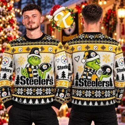 Pittsburgh Steelers Grinch Christmas Ugly Sweater Holiday Pullover