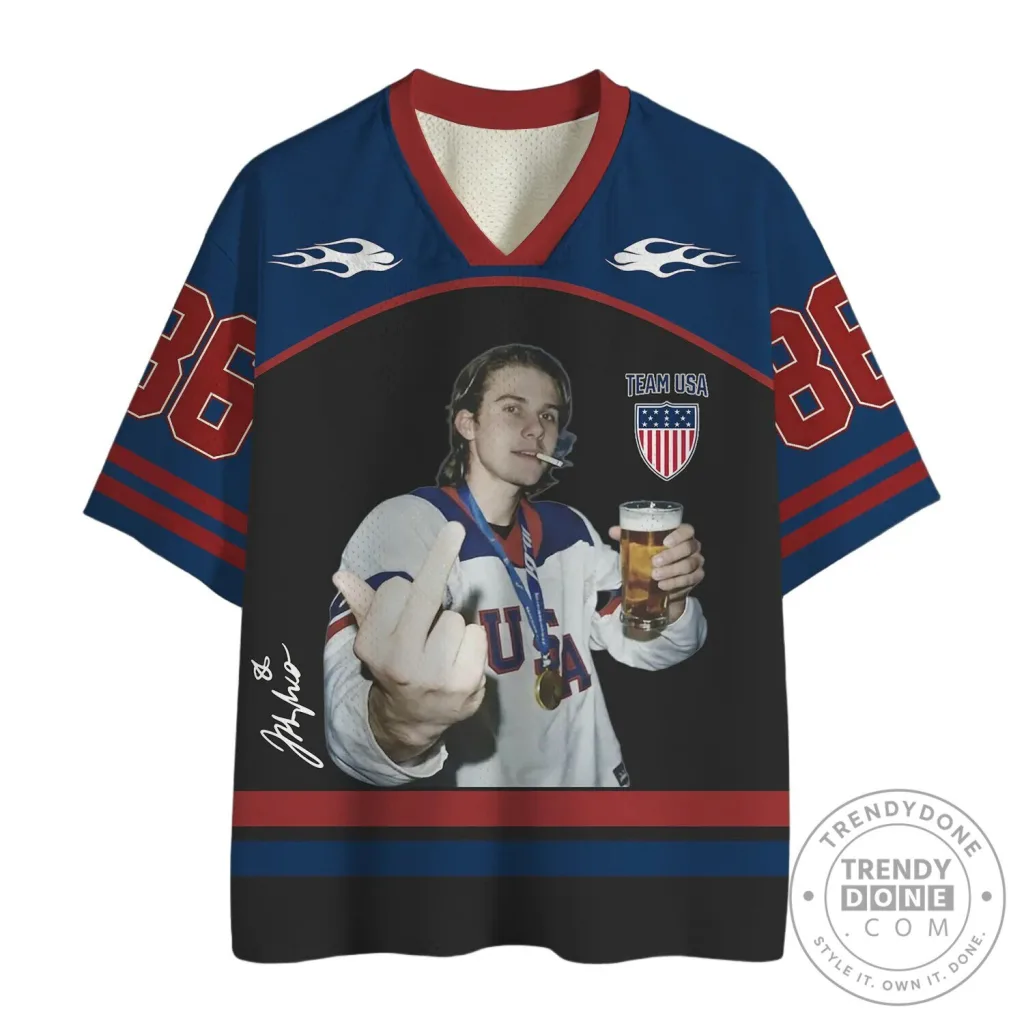 Vintage Mesh Jersey for Team USA Hockey featuring Jack Hughes by Champion Vintage Mesh Jersey for Team USA Hockey featuring Jack Hughes by Champion
