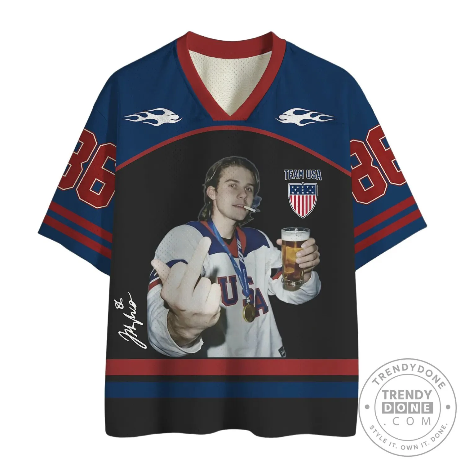 Vintage Mesh Jersey for Team USA Hockey featuring Jack Hughes by Champion 1 Vintage Mesh Jersey for Team USA Hockey featuring Jack Hughes by Champion