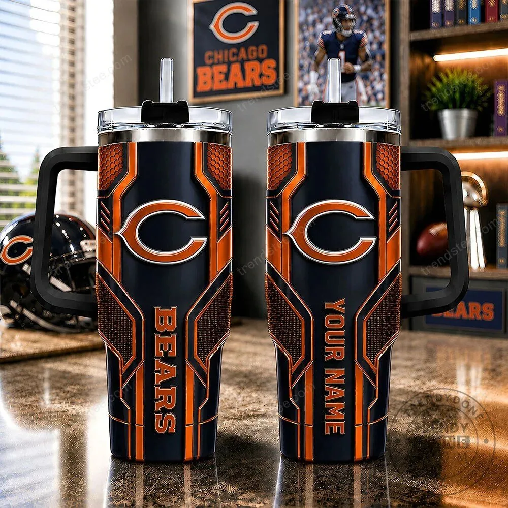 Chicago Bears NFL Football Team Logo Personalized Insulated Tumbler with Handle