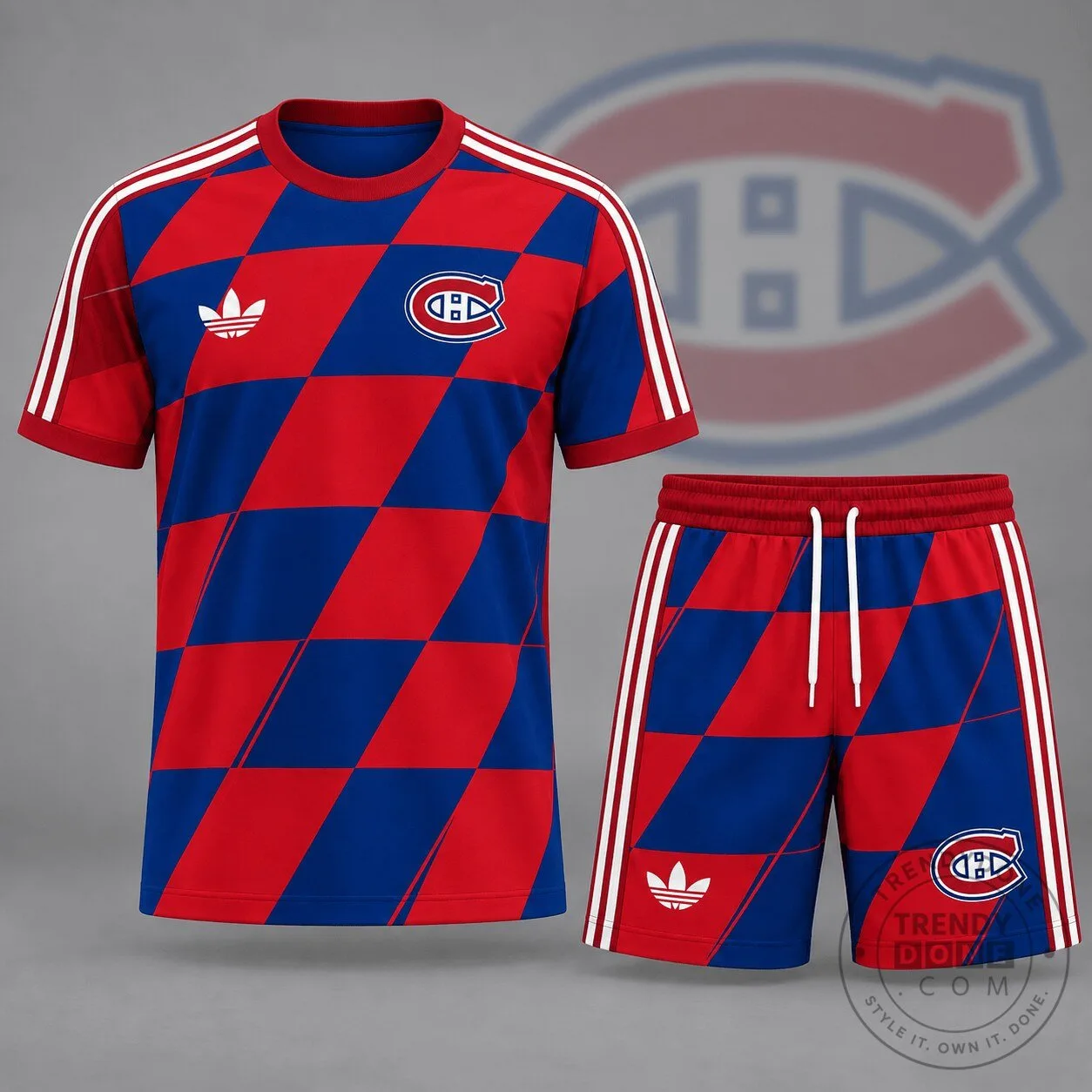 Montreal Canadiens Geometric Colorblock Fan T-Shirt and Shorts Set