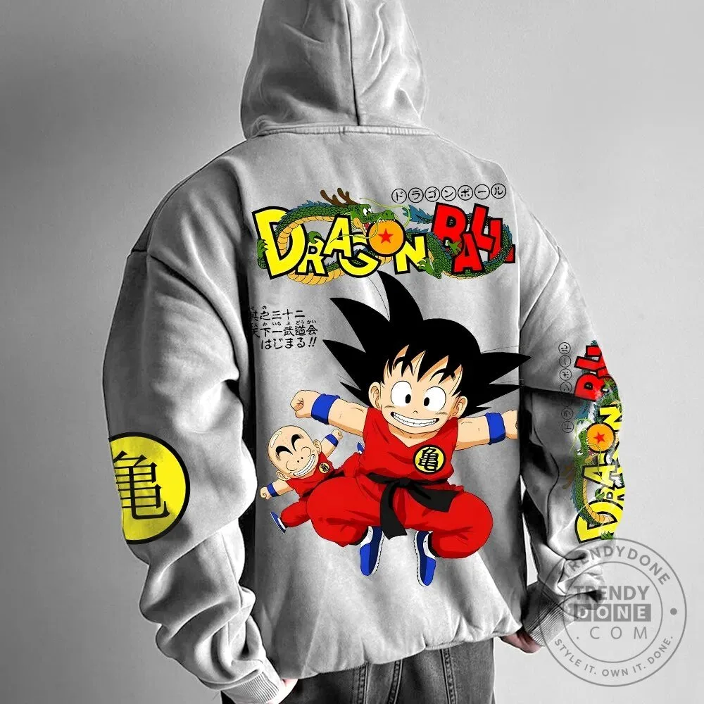Dragon Ball Z Goku and Krillin Anime Graphic Print Hoodie