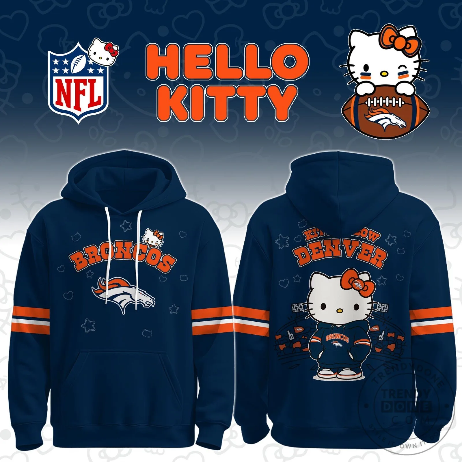 Denver Broncos Hello Kitty Football Team Hoodie 2 Denver Broncos Hello Kitty Football Team Hoodie