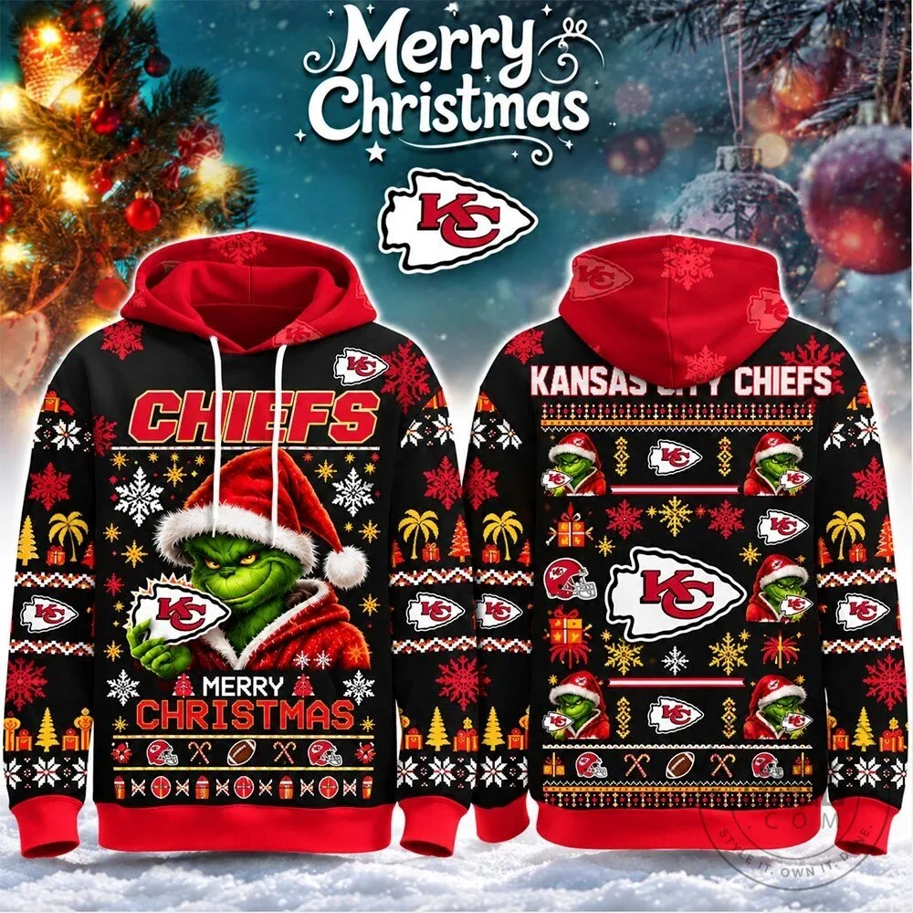 Kansas City Chiefs Grinch Merry Christmas Ugly Sweater Hoodie