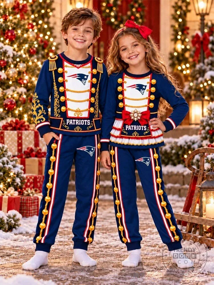 New England Patriots Christmas Nutcracker Kids Matching Pajamas Set