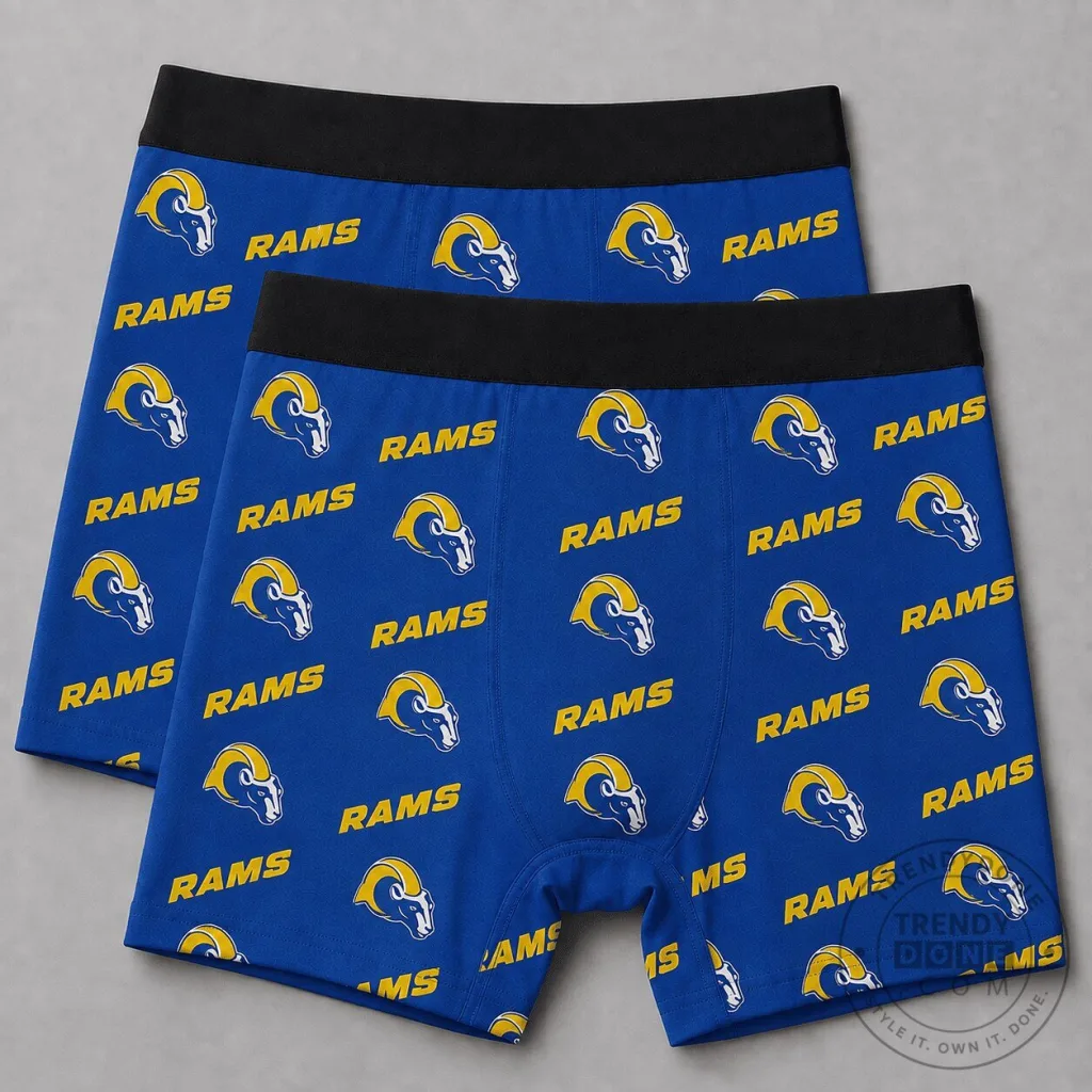 Los Angeles Rams Football Team Blue Patterned Boxer Briefs Los Angeles Rams Football Team Blue Patterned Boxer Briefs