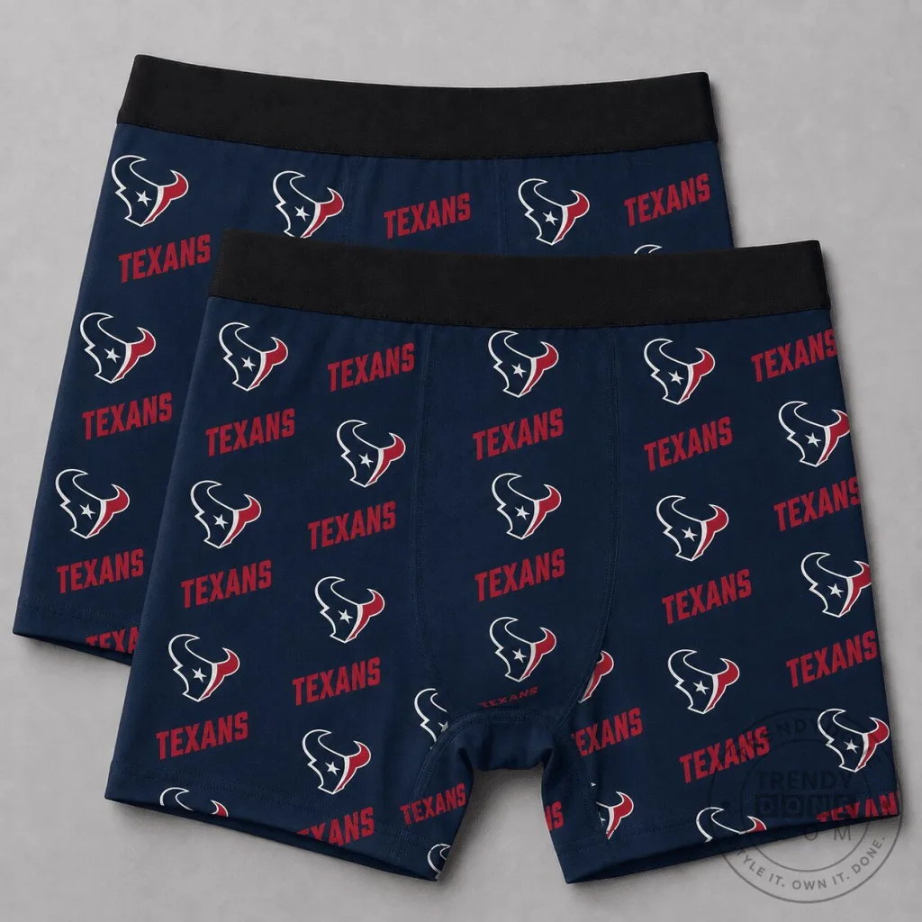 Houston Texans NFL Football Team Logo Men's Boxer Briefs Underwear Houston Texans NFL Football Team Logo Men's Boxer Briefs Underwear