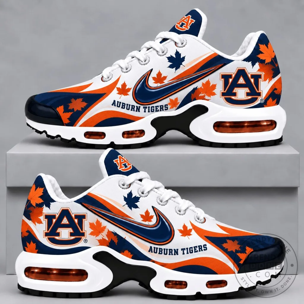 Auburn Tigers Fall Season Maple Leaf Pattern Sneakers Auburn Tigers Fall Season Maple Leaf Pattern Sneakers