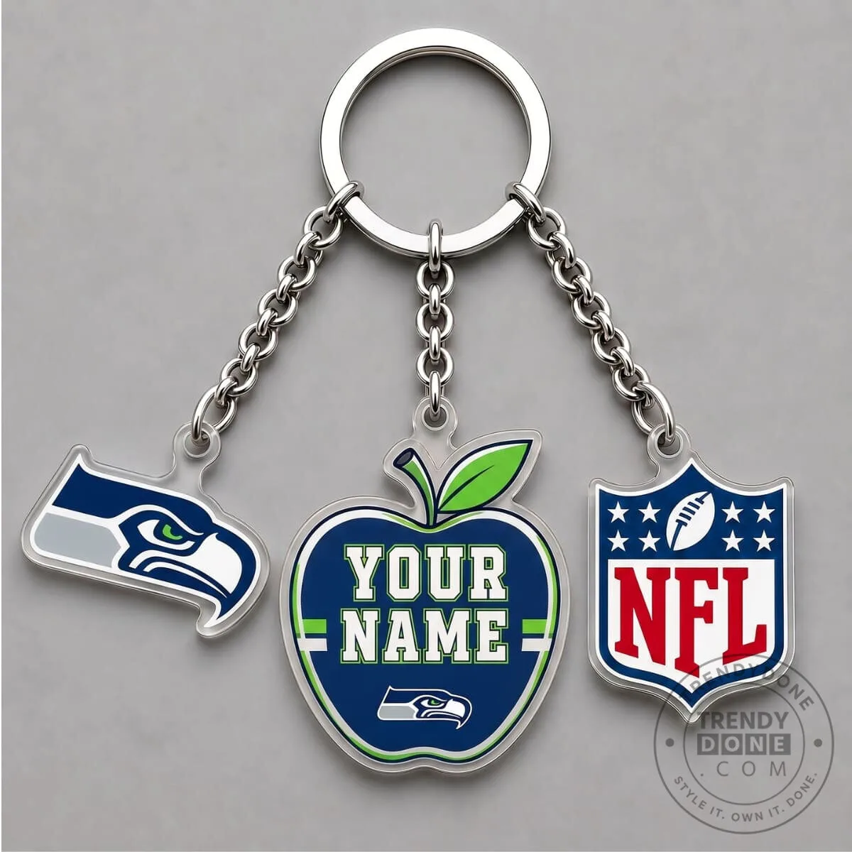 Personalized Seattle Seahawks NFL Football Team Apple Charm Keychain