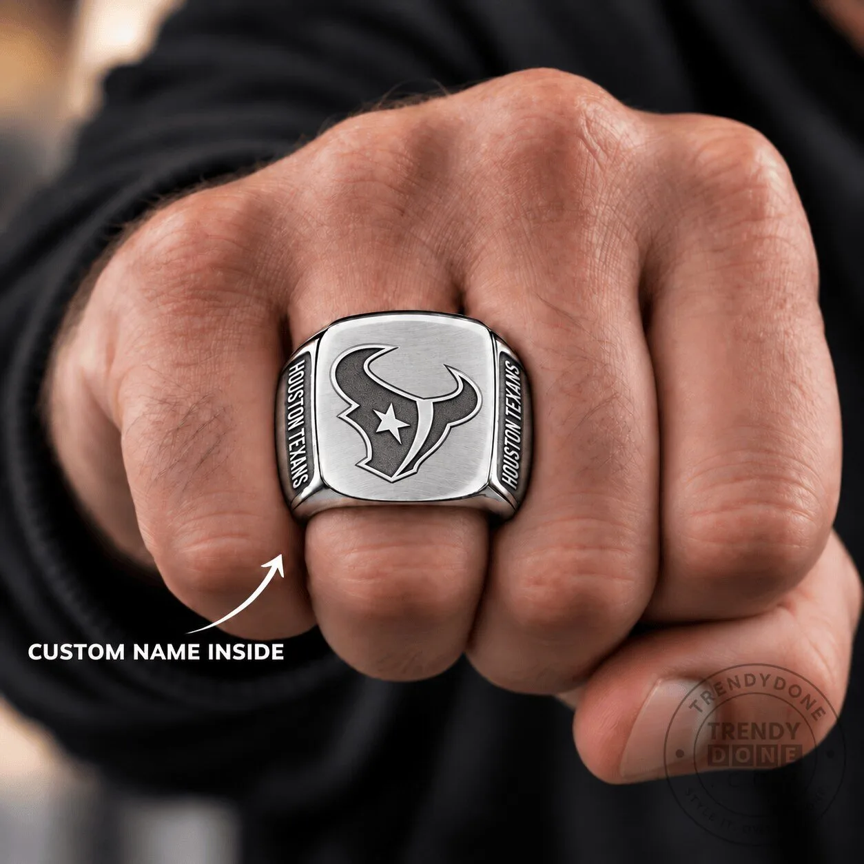 Houston Texans NFL Football Team Engraved Custom Name Ring for Men 2 Houston Texans NFL Football Team Engraved Custom Name Ring for Men