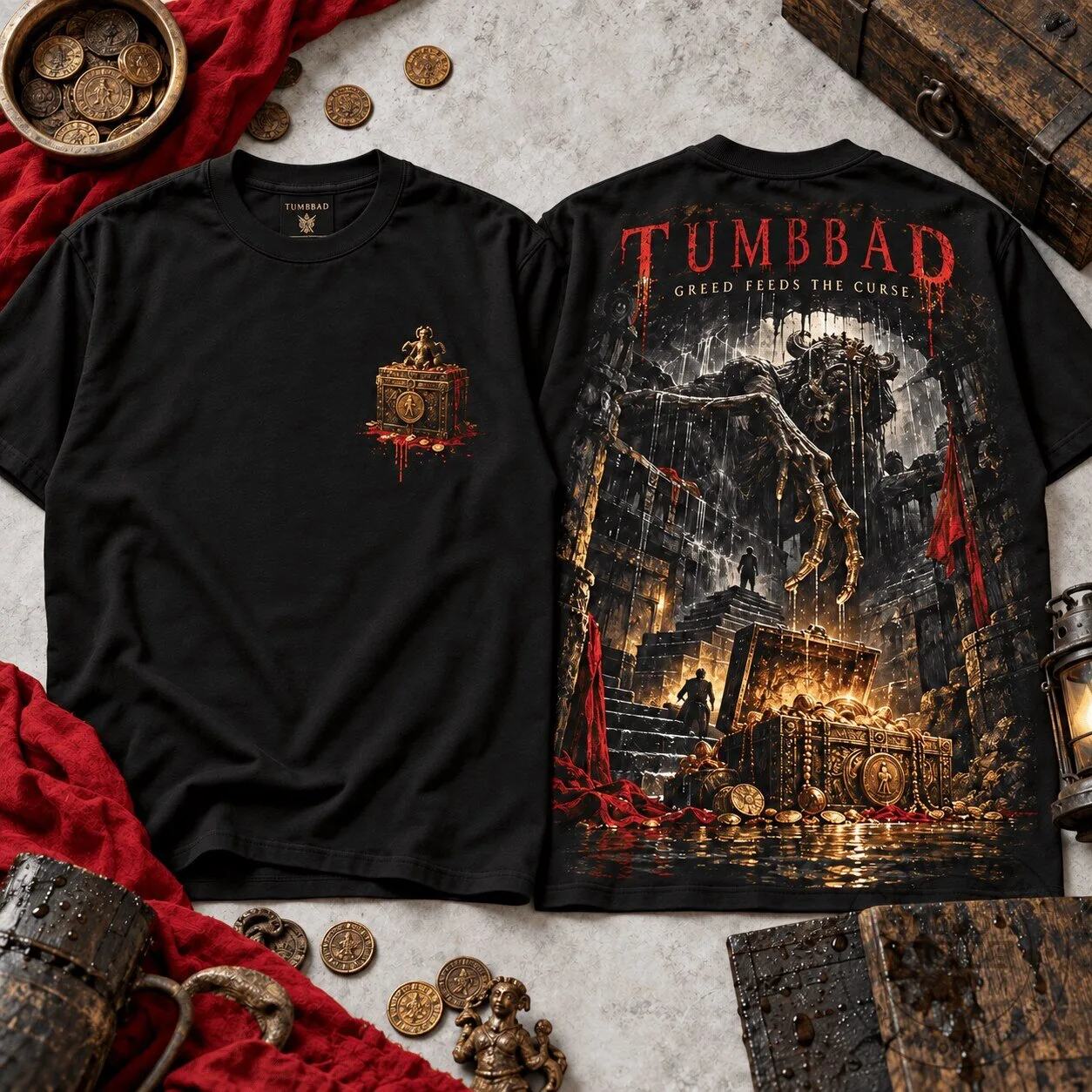 Tumbbad Greed Feeds The Curse Mythic Horror Movie Black T-Shirt