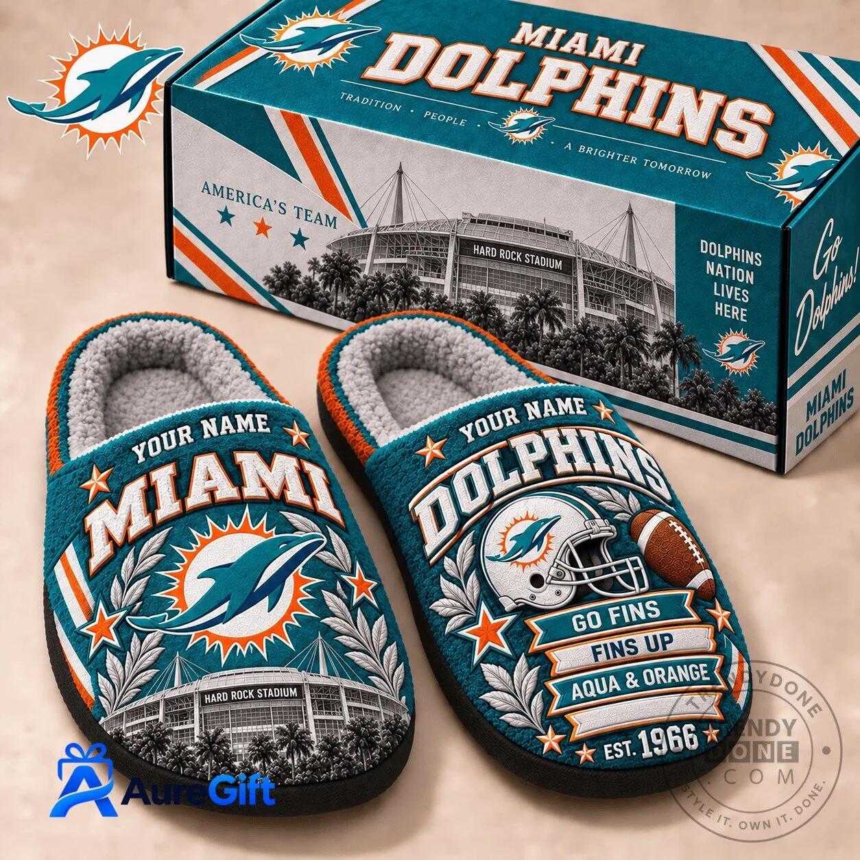 Miami Dolphins NFL Personalized Football Team Slippers 2 Miami Dolphins NFL Personalized Football Team Slippers
