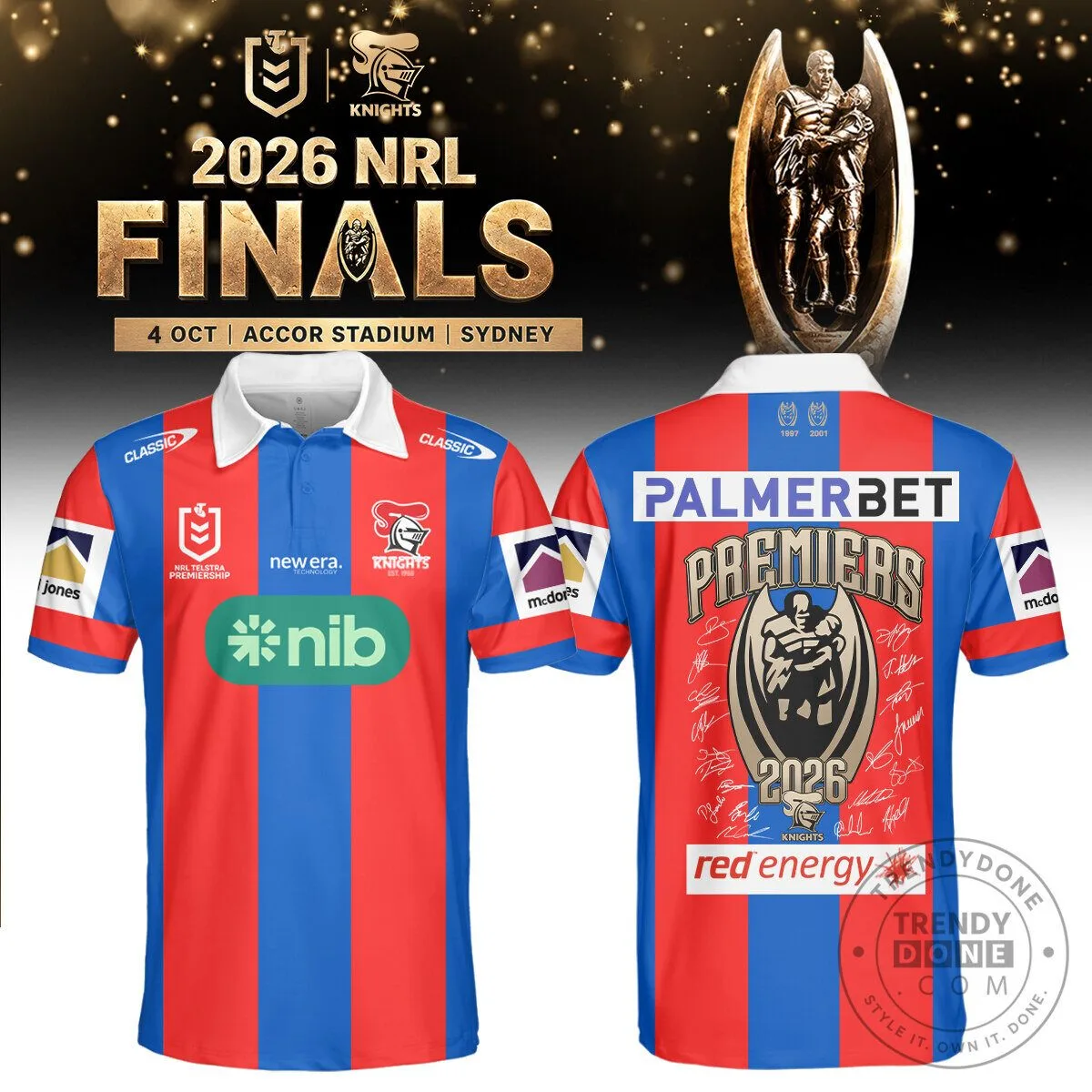 2026 Finals Premiers Polo Shirt for Newcastle Knights - National Rugby League