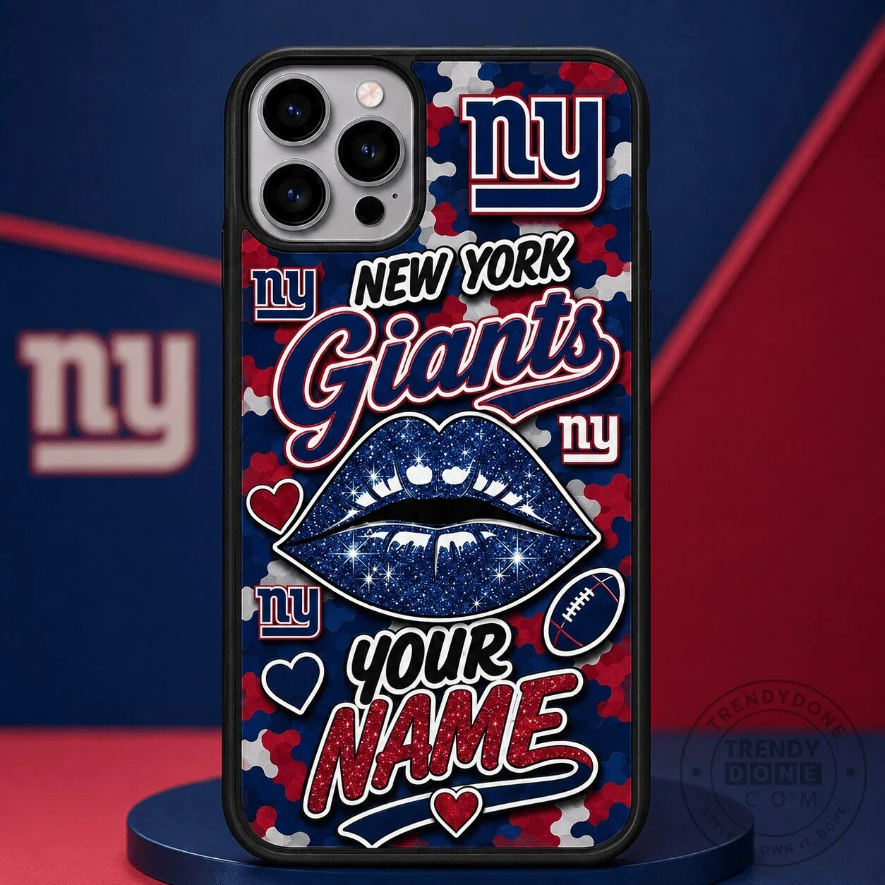 New York Giants Personalized Glitter Lips Phone Case