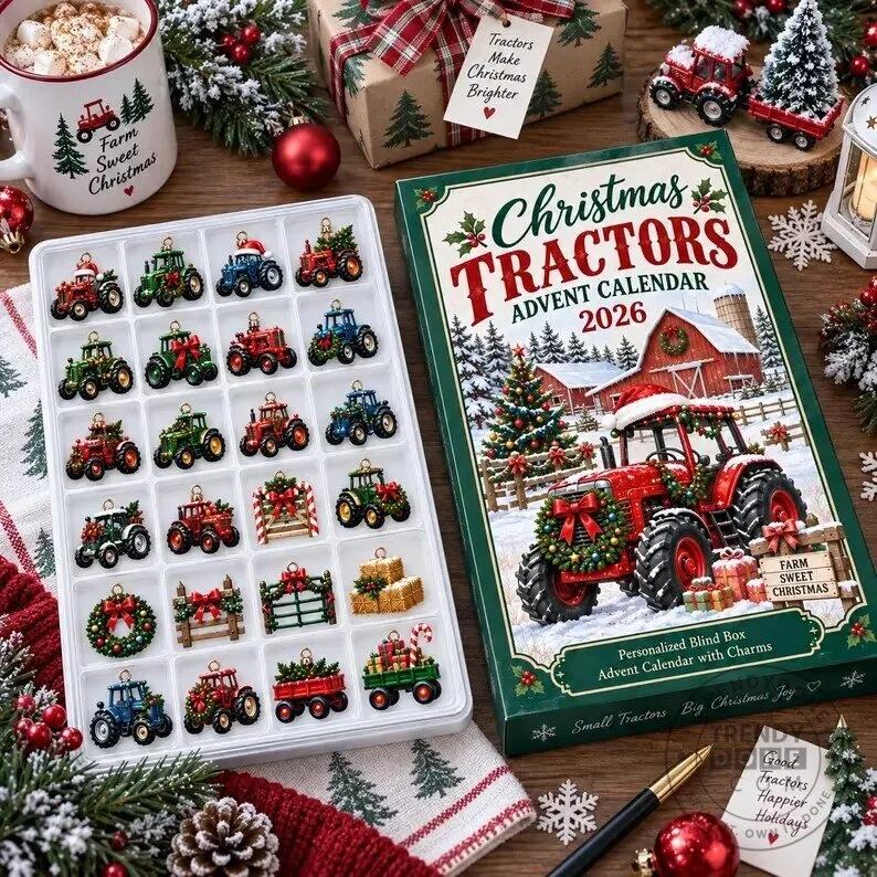 Christmas Tractor Advent Calendar 2026 with Farm Vehicle Charms