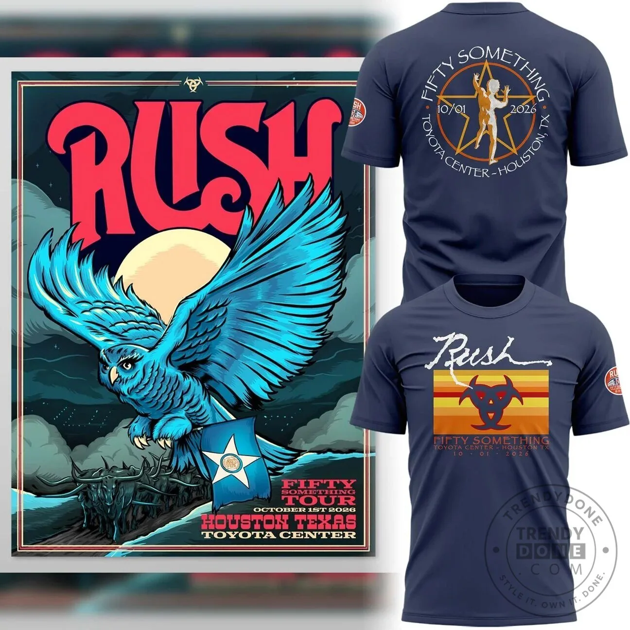 Houston Texas Concert T-Shirt for the 2026 Rush Fifty Something Tour