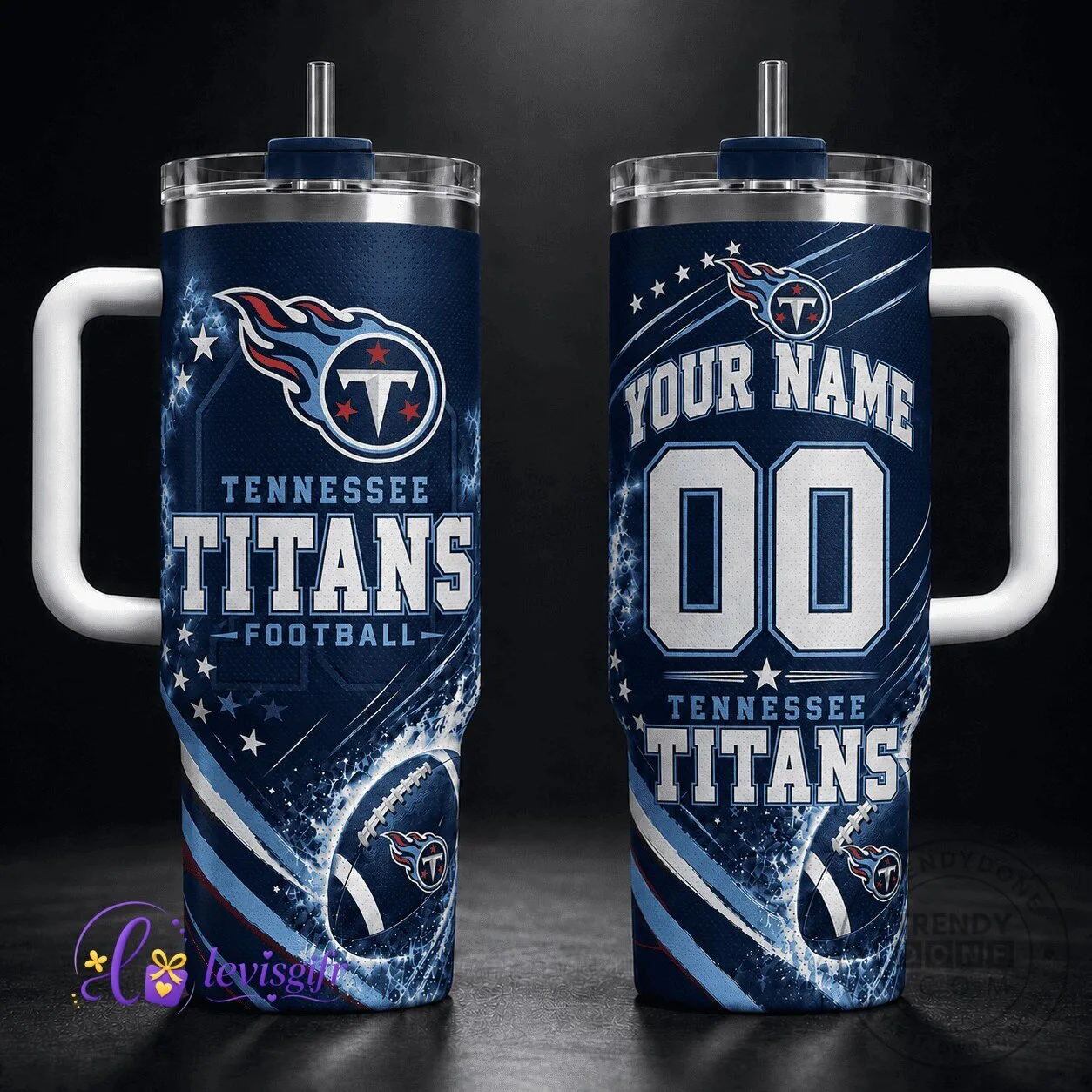 Tennessee Titans NFL Football Team Personalized Name and Number Tumbler