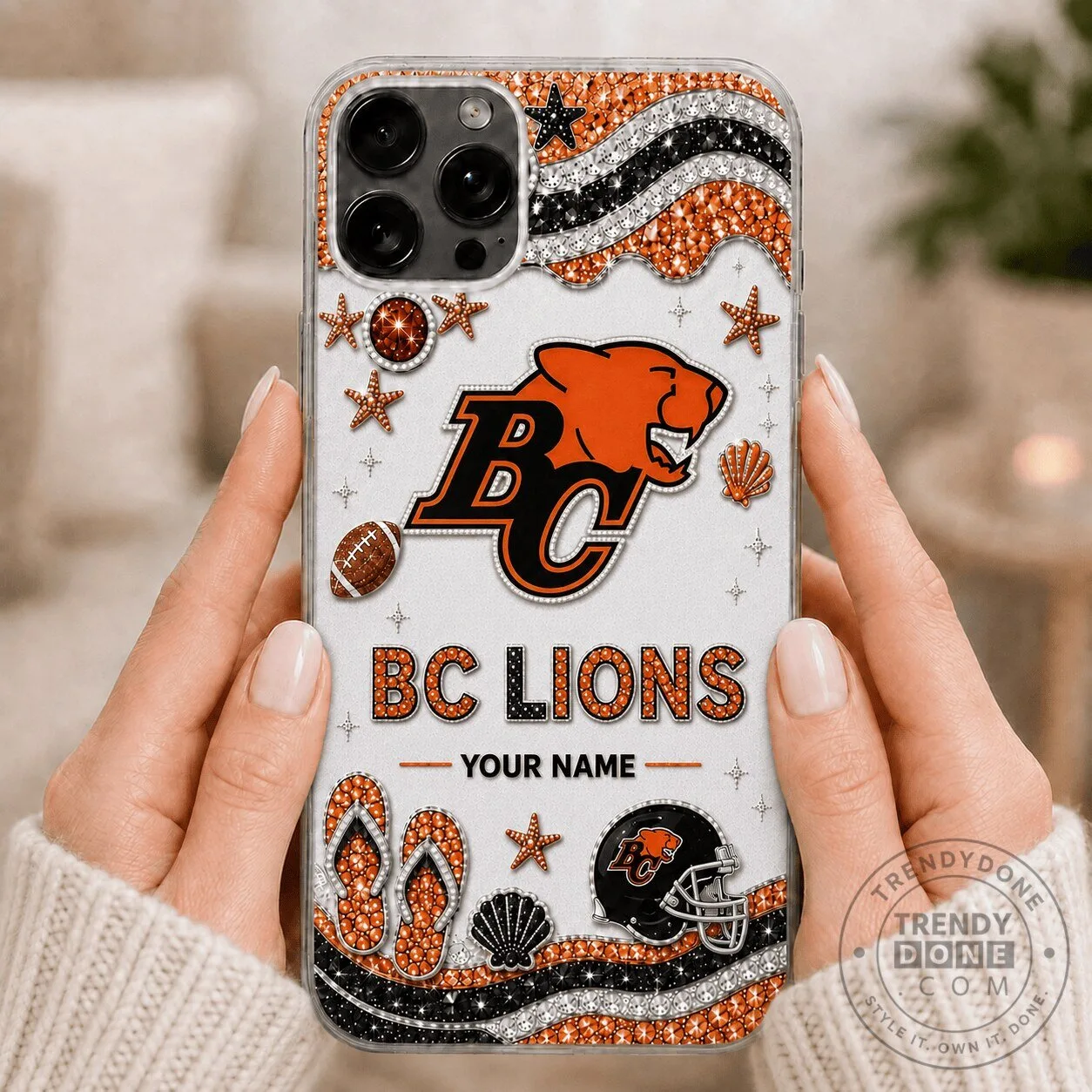 BC Lions Canadian Football League Custom Name Sparkle Phone Case