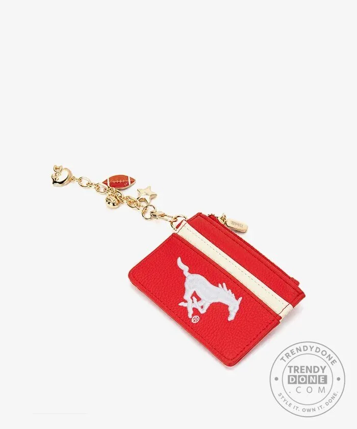 Southern Methodist University Mustangs Embroidered Card Holder Wallet with Football Charm 14 Southern Methodist University Mustangs Embroidered Card Holder Wallet with Football Charm