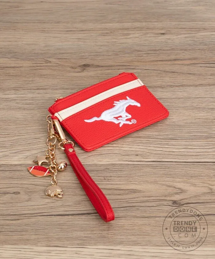 Southern Methodist University Mustangs Embroidered Card Holder Wallet with Football Charm 15 Southern Methodist University Mustangs Embroidered Card Holder Wallet with Football Charm