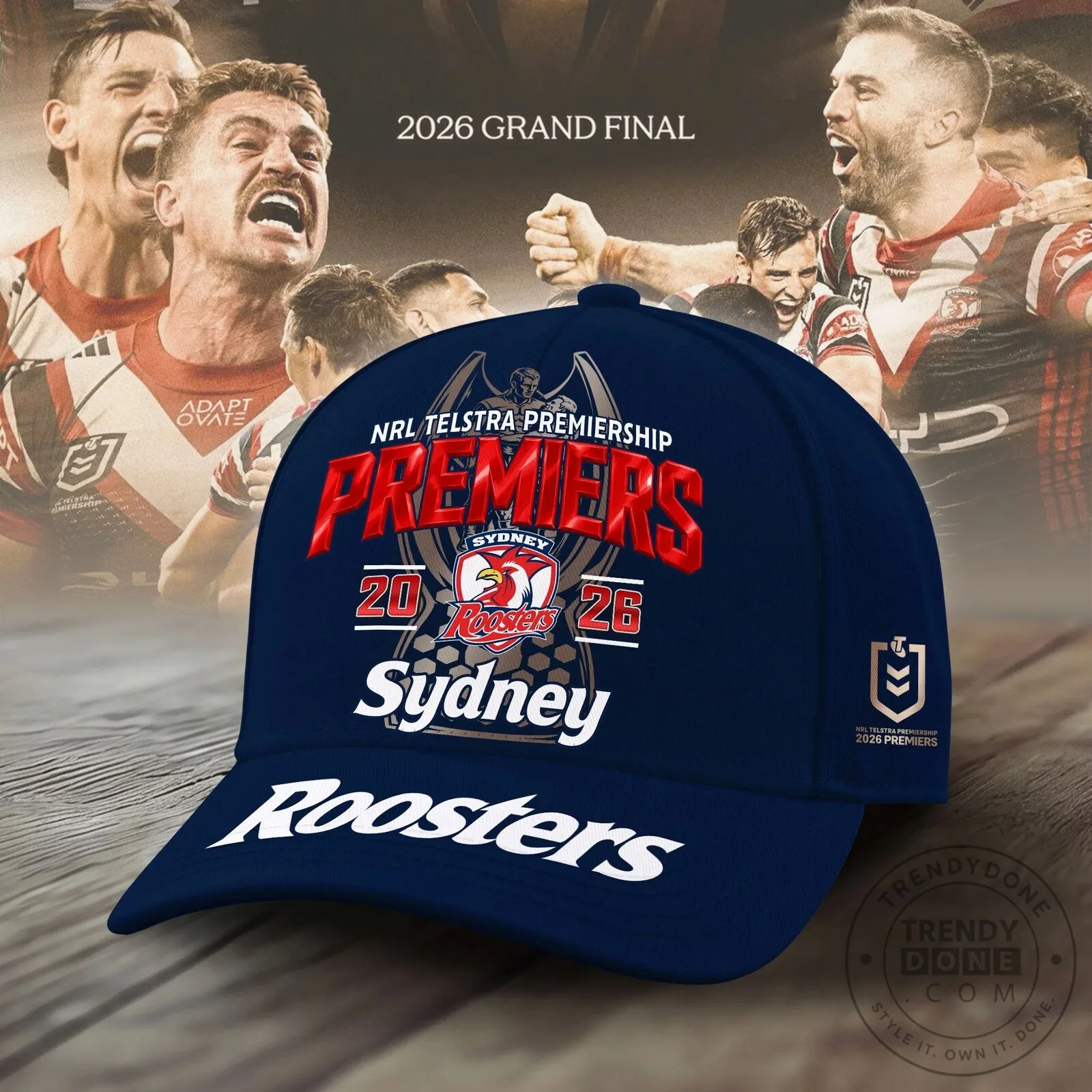Sydney Roosters 2026 NRL Telstra Premiership Premiers Cap Hat 7 Sydney Roosters 2026 NRL Telstra Premiership Premiers Cap Hat