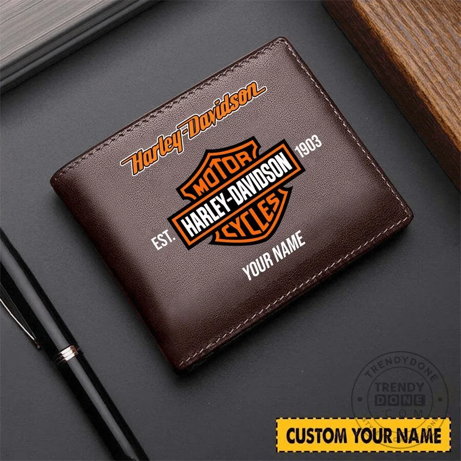 Personalized Harley-Davidson Motorcycles Logo Brown Leather Wallet