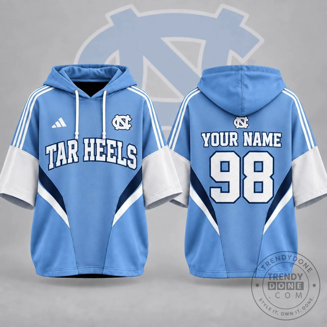 North Carolina Tar Heels Personalized Varsity Colorblock Short Sleeve Hoodie