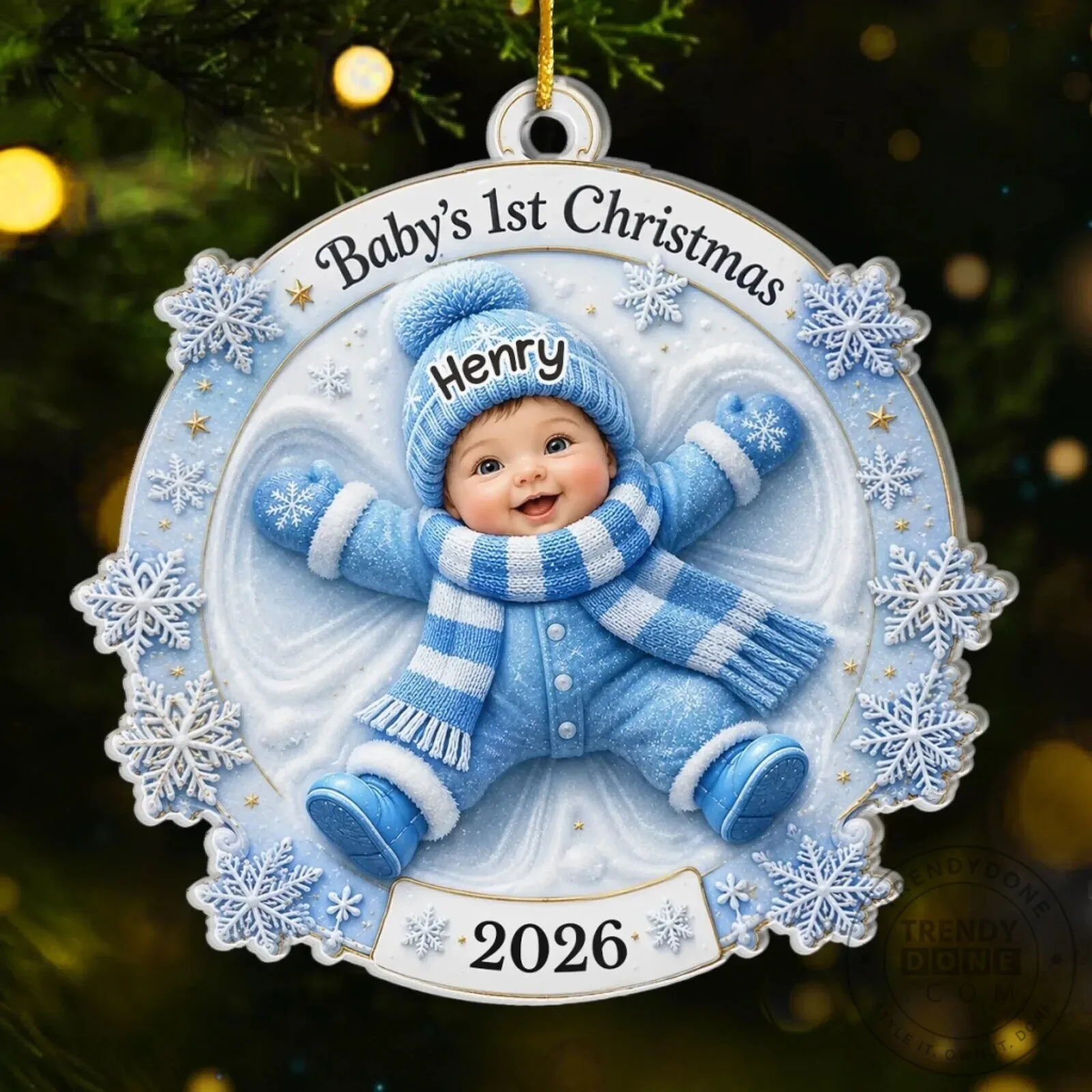 Personalized Baby's First Christmas Snow Angel Ornament 2026