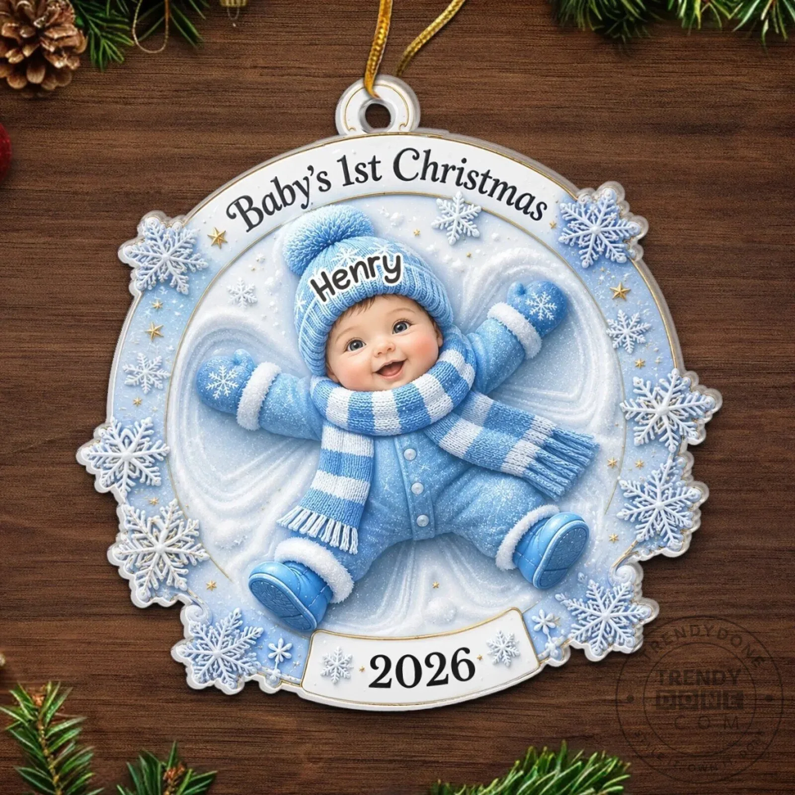 Personalized Baby's First Christmas Snow Angel Ornament 2026 11 Personalized Baby