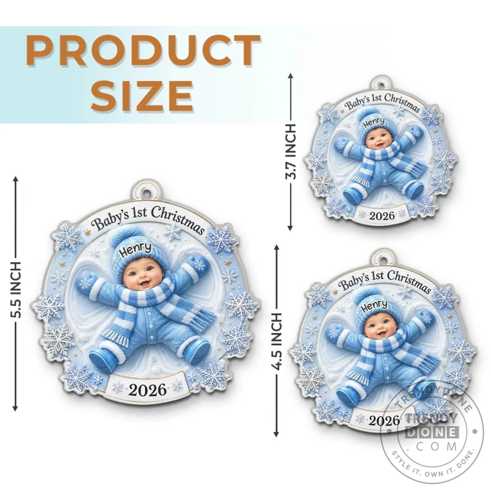 Personalized Baby's First Christmas Snow Angel Ornament 2026 12 Personalized Baby