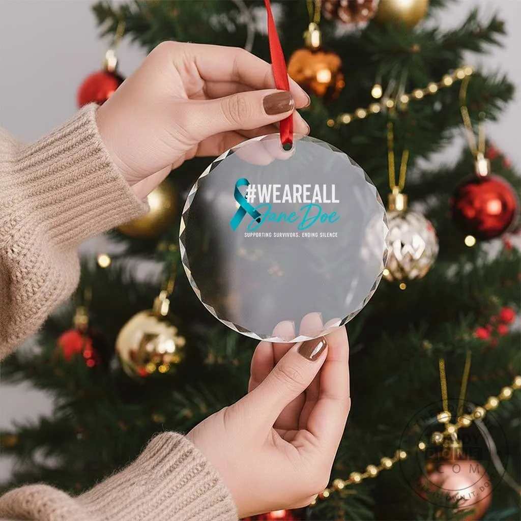 We Are All Jane Doe Sexual Assault Awareness Teal Ribbon Crystal Ornament 12 We Are All Jane Doe Sexual Assault Awareness Teal Ribbon Crystal Ornament
