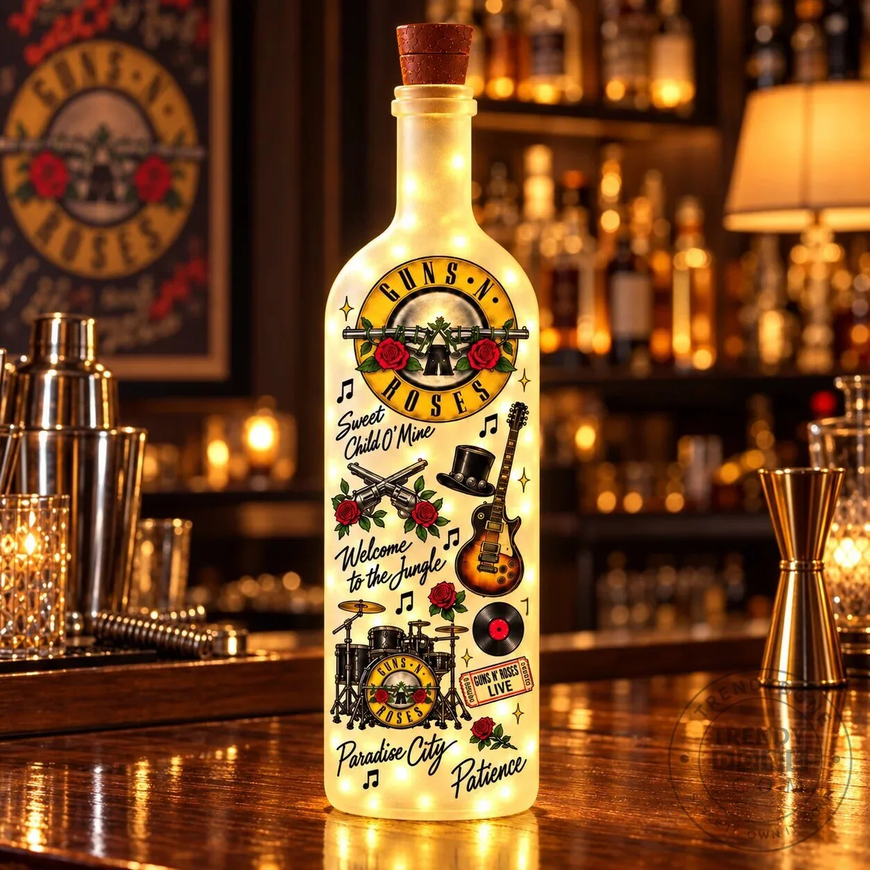 Guns N' Roses Sweet Child O' Mine Lighted Bottle Lamp, Welcome to the Jungle LED Decor