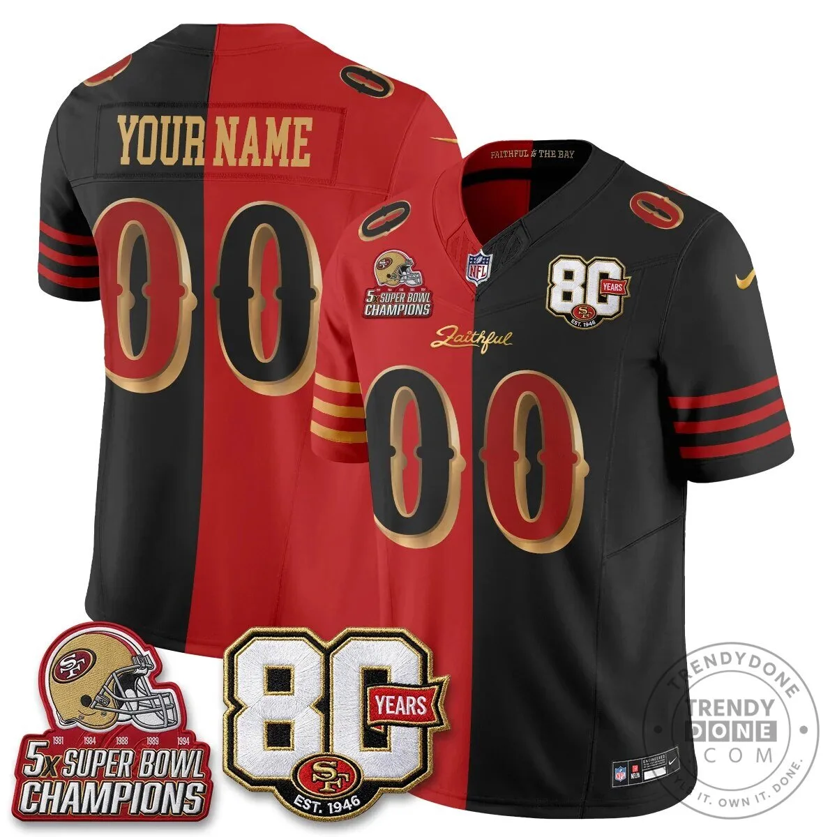 San Francisco 49ers Split Edition Vapor Custom Football Jersey