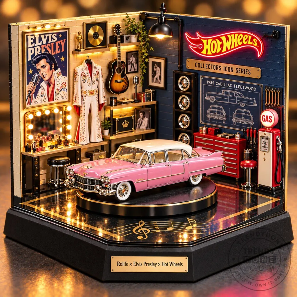 Elvis Presley Hot Wheels 1955 Cadillac Fleetwood Collectible Diorama Elvis Presley Hot Wheels 1955 Cadillac Fleetwood Collectible Diorama