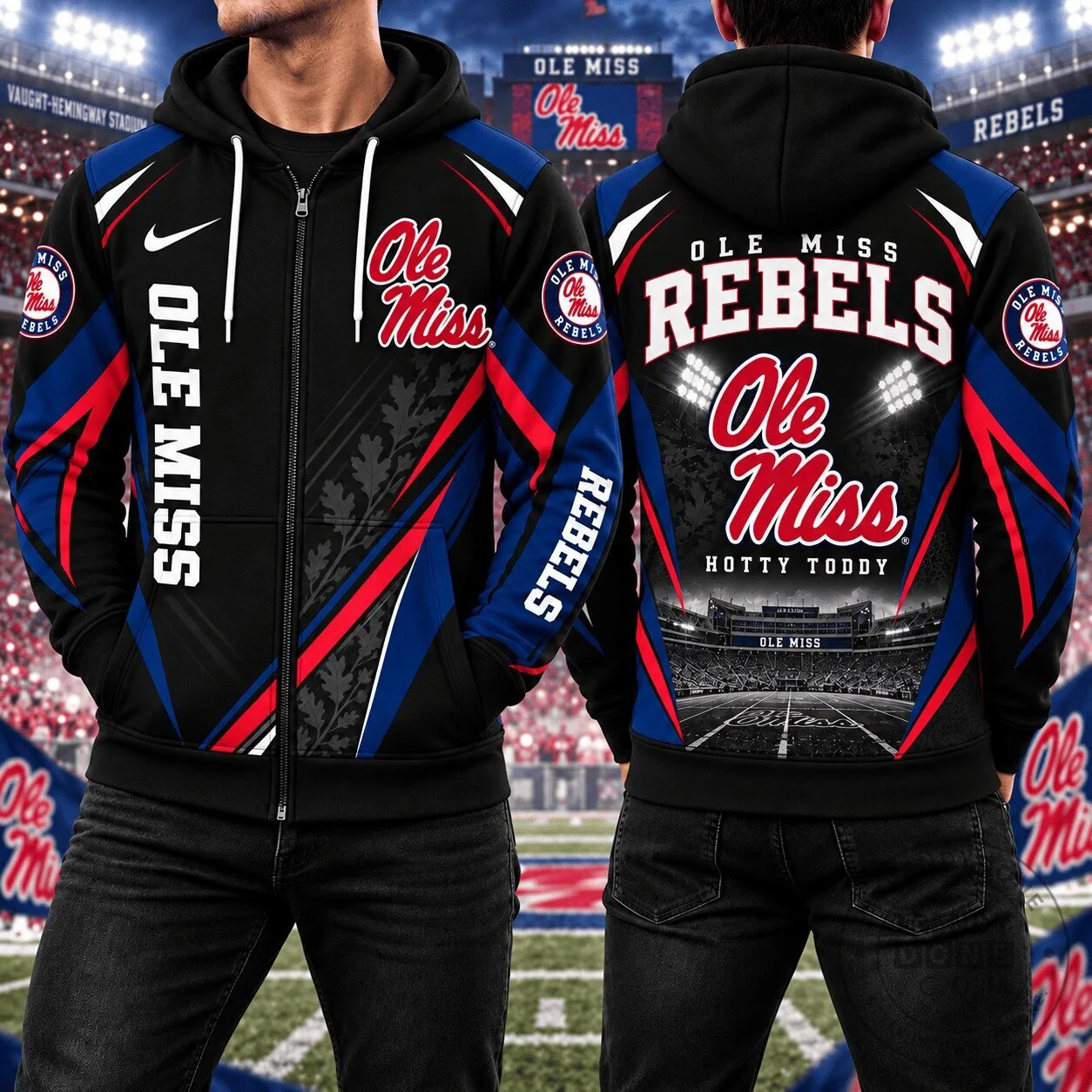 Ole Miss Rebels Premium Game Day Full-Zip Hoodie for Men and Women