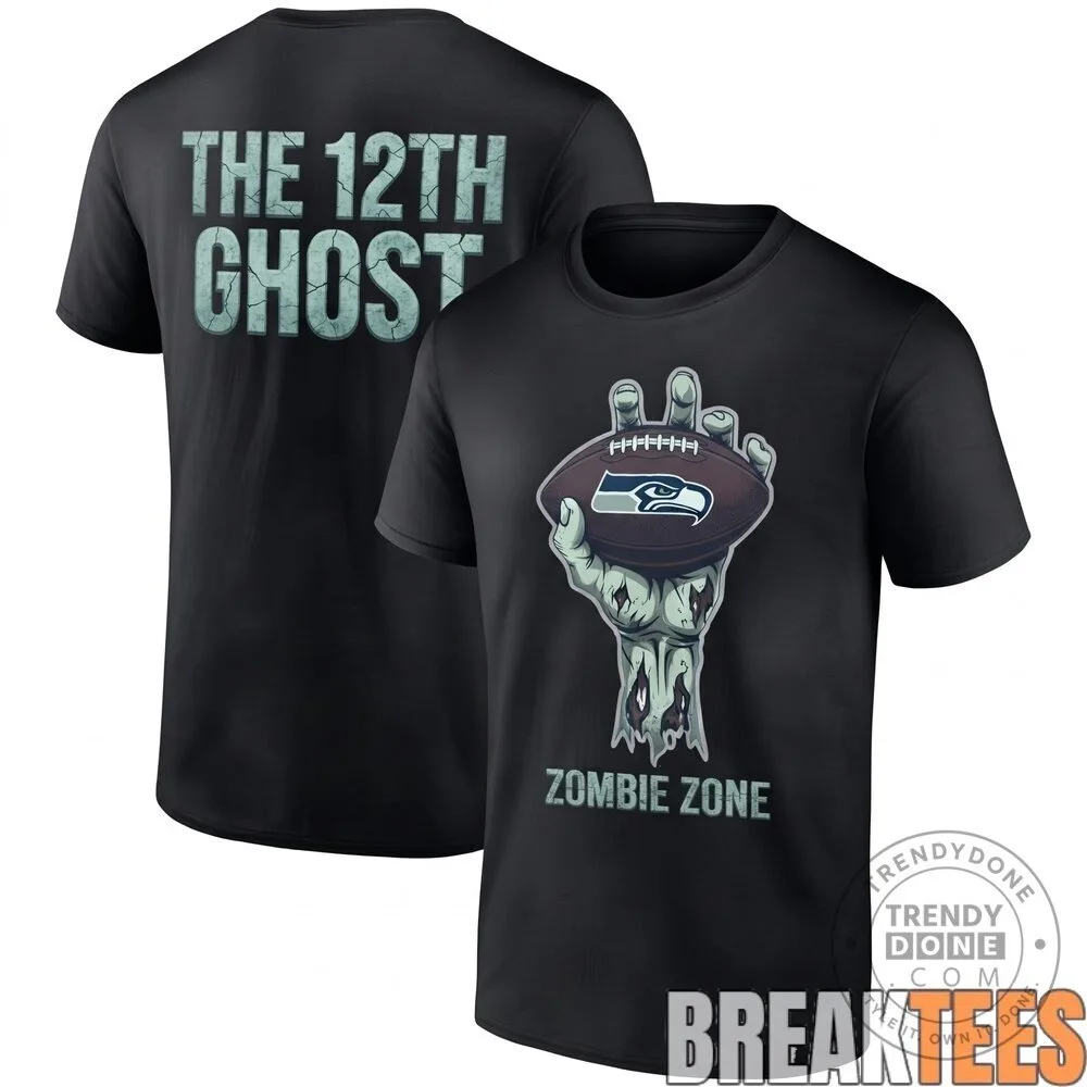 Black T-Shirt Featuring Seattle Seahawks Halloween Witch Mascot with Pumpkin Design 8 Black T-Shirt Featuring Seattle Seahawks Halloween Witch Mascot with Pumpkin Design