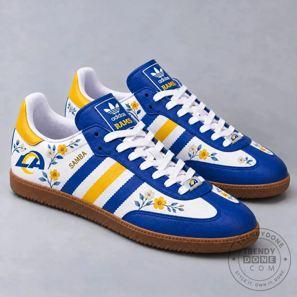 Los Angeles Rams Floral Game Day Samba Shoes for Men and Women