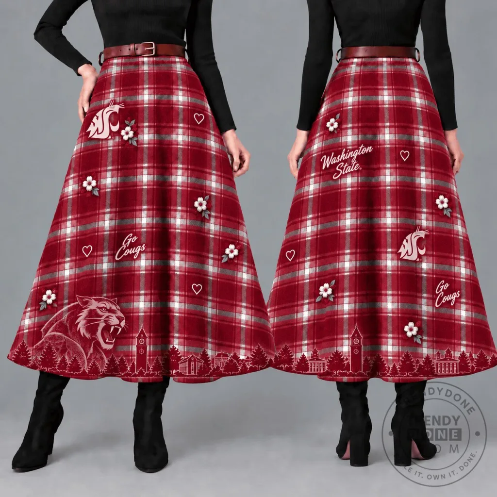 Washington State Cougars Women's Plaid Maxi Skirt Washington State Cougars Women's Plaid Maxi Skirt